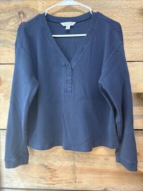 Garnet Hill Waffle Henley Top
